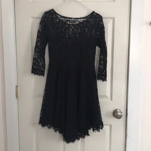 Free People Black lace long sleeve dress